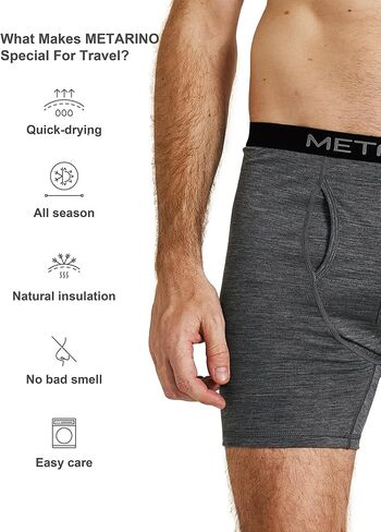 ملخصات ملاكمة في Metarino Men Wool - ملخصات ملاكمة للغاية مع الرائحة المضادة للمشي لمسافات طويلة والسفر والراحة اليومية in Kuwait