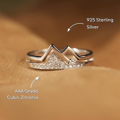 Story Jewellery Friendship Rings, Mountain Ring for Best Friends, Silver Hill Ring for Women, Best Friend Birthday Gifts for Women, Gifts for Best Friends Women, Friendship Gifts for Women Friends in Saudi Arabia