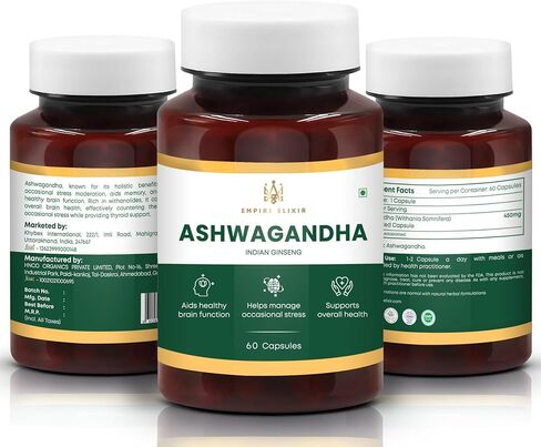 Ashwagandha Capsules 450mg | 60 Count | Herbal Supplement for Men and Women | Non-GMO | Adaptogen | Energy and Wellness Support in Saudi Arabia