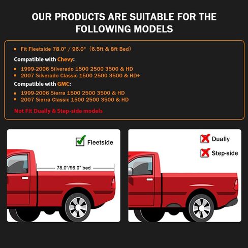 مشاعل Allgood Fender ، مجموعة مضيئة العجلات 4pcs (الأمامية+الخلفية+اليسار+اليمين) متوافقة مع Chevy Silverado 1500 2007-2013 / 2007-2014 Silverado 2500HD 3500HD 78.7 " / 97.6" (ليس بشكل داكن) in Kuwait