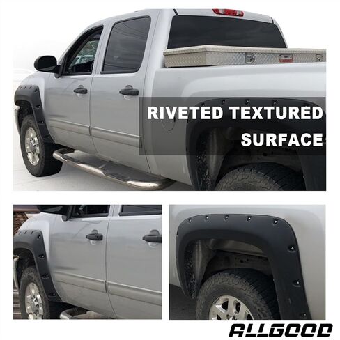 مشاعل Allgood Fender ، مجموعة مضيئة العجلات 4pcs (الأمامية+الخلفية+اليسار+اليمين) متوافقة مع Chevy Silverado 1500 2007-2013 / 2007-2014 Silverado 2500HD 3500HD 78.7 " / 97.6" (ليس بشكل داكن) in Kuwait