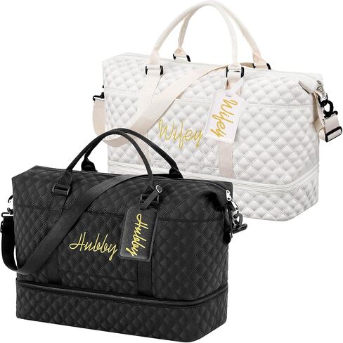 4 PCS MR و MRS Duffel Bag مجموعة 2 أكياس صالة ألعاب رياضية في شهر العسل مع مقصورة أحذية وعلامتين للأمتعة لزفاف الزفاف هدية شهر العسل in Saudi Arabia