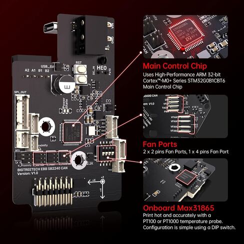BIGTREETECH EBB SB2209 CAN (RP2040) لوحة القطع الطارد لوضع Voron Stealthburner UART يدعم كليبر CANBus على متن ADXL345 Max31865 in Kuwait