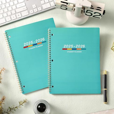 مخطط الطلاب 2024-2025 - مخطط أكاديمي 2024-2025 من يوليو 2024 - يونيو 2025، 11 بوصة × 9 بوصة، مخطط دروس أسبوعي مزود بملصقات وأهداف الأسبوع وعلامات تبويب مطبوعة وتجليد ذهبي مزدوج السلك in Kuwait