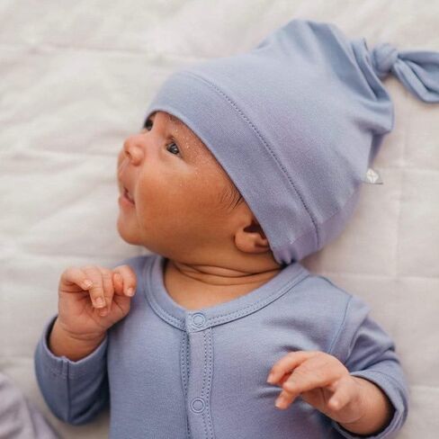 KYTE BABY Unisex Bamboo Rayon Baby Beanie Soft Knotted Cap, 0-3 Months, Navy in Kuwait
