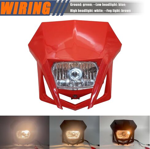 Dirt Bike Halogen Headlight,Motorcycle Front Headlamp Kit Compatible with KLX XR CRF DRZ RMZ RM WR YZ XT XT TTR 85 125 150 230 250 450 F X-White in Saudi Arabia