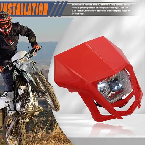 Dirt Bike Halogen Headlight,Motorcycle Front Headlamp Kit Compatible with KLX XR CRF DRZ RMZ RM WR YZ XT XT TTR 85 125 150 230 250 450 F X-White in Saudi Arabia