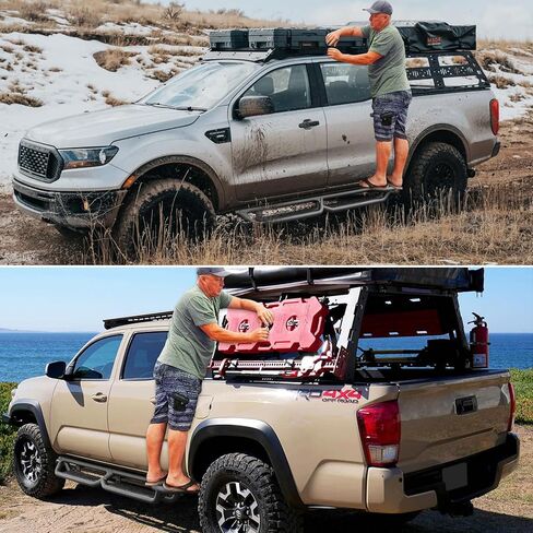 BINARY STAR Running Boards Compatible with 2005-2023 Toyota Tacoma Double Cab/Crew Cab. Off-Road Side Steps, Two-Stair Step Bars, Black Rock Sliders, 6 Inch Nerf Bars for Truck, Three Steps. in Saudi Arabia