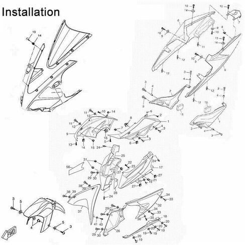 Bodywork Kits Motorcycle Accessories 200x Fairing Body Bolts Kit Screws Clip for Yamaha FZR1000 FZR 1000 1987-1995 1994 1993 1992 1991 1990 1989 1988 Parts (Color : Blue) in Saudi Arabia