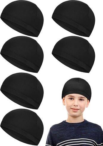 Geyoga 6 Pcs Skull Cap for Kids Helmet Liner Youth Wave Cap for Sport Football Basketball Ski Cycling Outdoor Activities(c,c) Black in Saudi Arabia