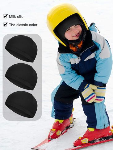 Geyoga 6 Pcs Skull Cap for Kids Helmet Liner Youth Wave Cap for Sport Football Basketball Ski Cycling Outdoor Activities(c,c) Black in Saudi Arabia