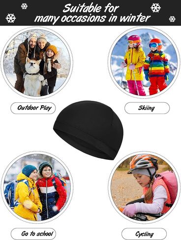 Geyoga 6 Pcs Skull Cap for Kids Helmet Liner Youth Wave Cap for Sport Football Basketball Ski Cycling Outdoor Activities(c,c) Black in Saudi Arabia