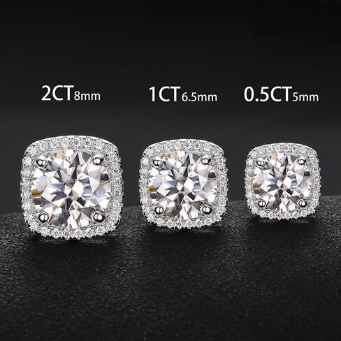 14K الذهب الصلب على S925 Silver Round Cut Diamond 0.5/1/2 أقراط Carats ، وأزرار أقراط مربعة مربعة ، ومجوهرات رائعة ليوم خاص in Kuwait