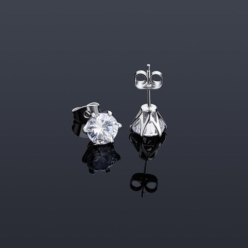 14K الذهب الصلب على S925 Silver 0.1-2 قيراط Diamond VVS1 أقراط ، وأقراط الأزهار الأنيقة الستة شريحة ، والمجوهرات الكلاسيكية لها in Saudi Arabia