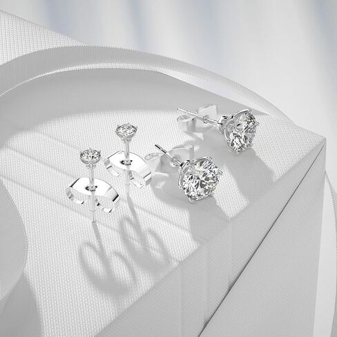 14K الذهب الصلب على S925 Silver 0.1-2 قيراط Diamond VVS1 أقراط ، وأقراط الأزهار الأنيقة الستة شريحة ، والمجوهرات الكلاسيكية لها in Saudi Arabia