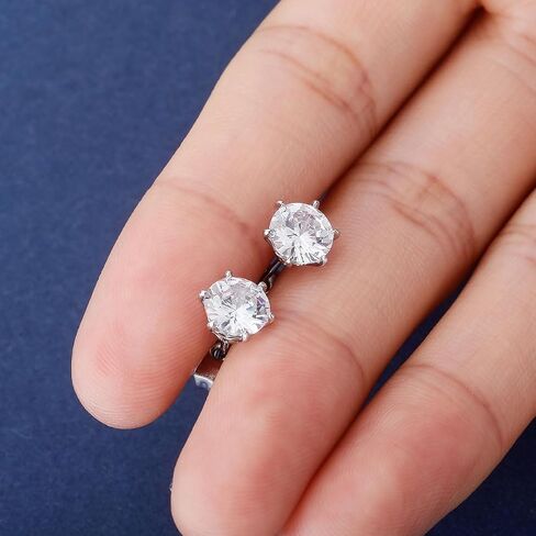 14K الذهب الصلب على S925 Silver 0.1-2 قيراط Diamond VVS1 أقراط ، وأقراط الأزهار الأنيقة الستة شريحة ، والمجوهرات الكلاسيكية لها in Saudi Arabia