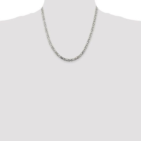 Diamond2Deal Sterling Silver 4.25mm Byzantine Stain Necklace in Kuwait