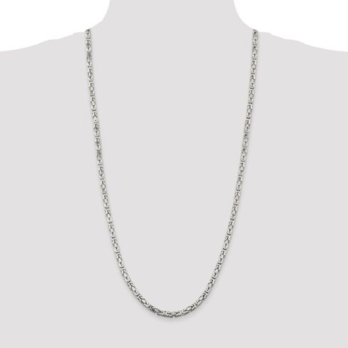 Diamond2Deal Sterling Silver 4.25mm Byzantine Chain Necklace in Saudi Arabia