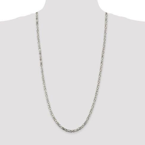 Diamond2Deal Sterling Silver 4.25mm Byzantine Chain Necklace in Saudi Arabia