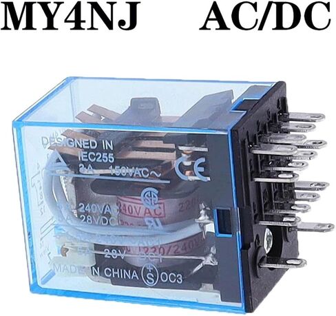 1PCS My4NJ Relay 4PDT 4NO 4NC AC12V/24V/110V/220V 5A 240V AC LED مؤشر 10A تيار 35 ملم DIN RAIL MOUNT (48V-AC) in Saudi Arabia