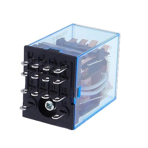 1PCS My4NJ Relay 4PDT 4NO 4NC AC12V/24V/110V/220V 5A 240V AC LED مؤشر 10A تيار 35 ملم DIN MABT (24V-DC) in Kuwait