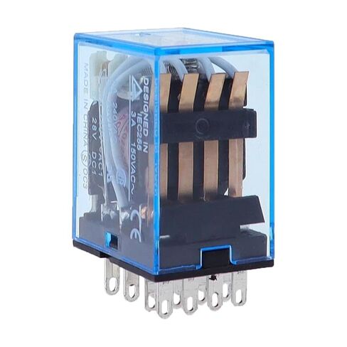 1PCS My4NJ Relay 4PDT 4NO 4NC AC12V/24V/110V/220V 5A 240V AC LED مؤشر 10A تيار 35 ملم DIN MABT (24V-DC) in Kuwait