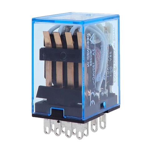 1PCS My4NJ Relay 4PDT 4NO 4NC AC12V/24V/110V/220V 5A 240V AC LED مؤشر 10A تيار 35 ملم DIN MABT (24V-DC) in Kuwait