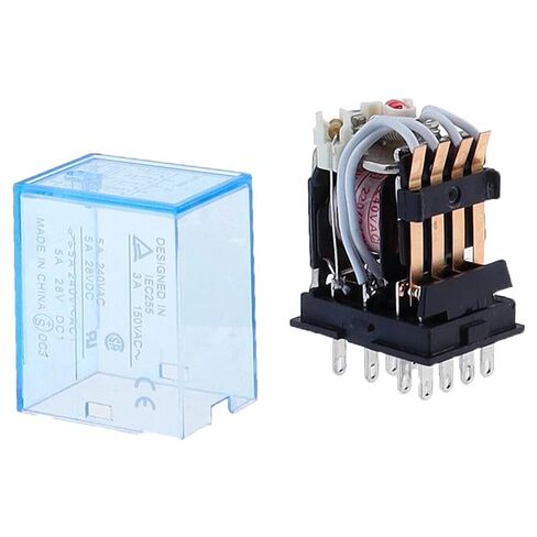 1PCS My4NJ Relay 4PDT 4NO 4NC AC12V/24V/110V/220V 5A 240V AC LED مؤشر 10A تيار 35 ملم DIN MABT (24V-DC) in Kuwait