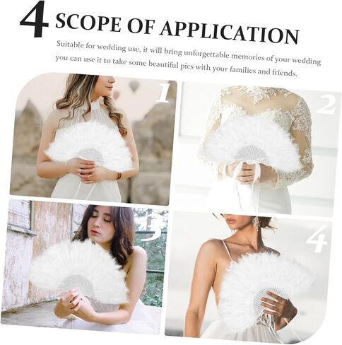 GLEAVI Handheld Wedding Fan Unique Plume Design Bridal Dance Fan for Stage Performance Elegant Accessory for Women for Weddings and Special Events in Saudi Arabia