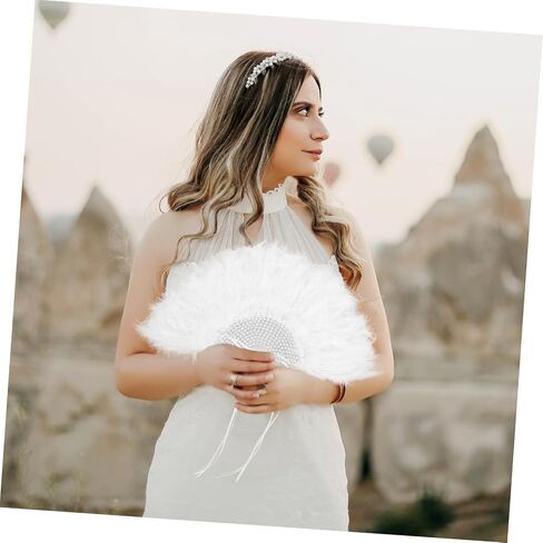 GLEAVI Handheld Wedding Fan Unique Plume Design Bridal Dance Fan for Stage Performance Elegant Accessory for Women for Weddings and Special Events in Saudi Arabia