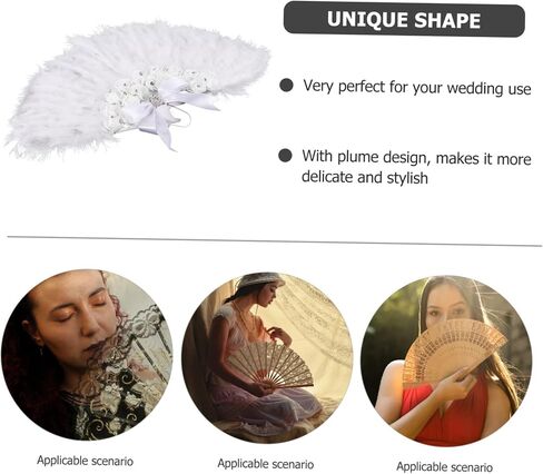 GLEAVI Wedding Bride Fan Decorative Handmade Plume Design Fan for Festivals and Parties for Photography Props and Summer Cooling in Saudi Arabia
