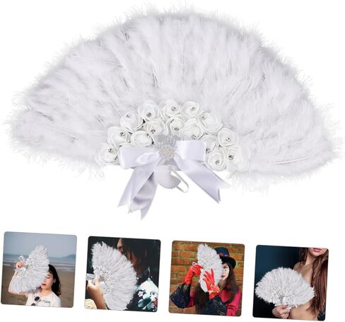 GLEAVI Wedding Bride Fan Decorative Handmade Plume Design Fan for Festivals and Parties for Photography Props and Summer Cooling in Saudi Arabia