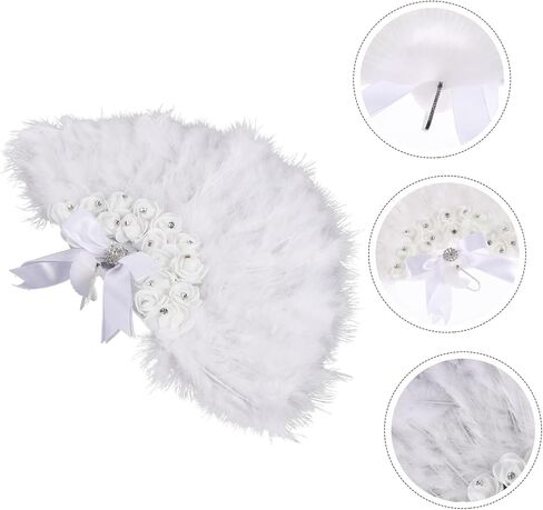 GLEAVI Wedding Bride Fan Decorative Handmade Plume Design Fan for Festivals and Parties for Photography Props and Summer Cooling in Saudi Arabia