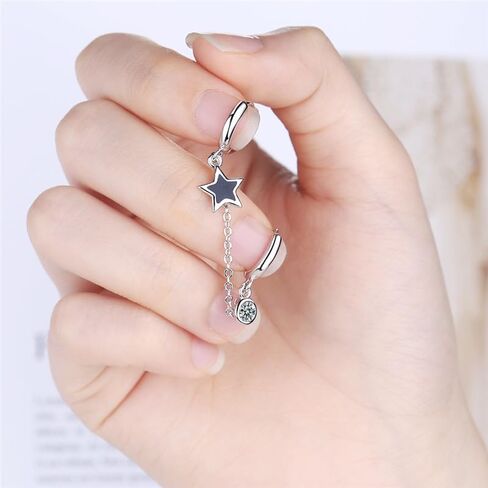 أقراط مزدوجة ثقب للنساء/Huggie Cuff Chain Star Pendant للنساء/الفتيات في سن المراهقة أقراط أقراط مزدوجة الثقوب تتدلى (النمط -01) in Saudi Arabia
