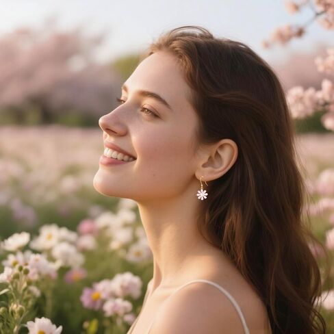 Sluynz 925 Sterling Silver Flower Draining أقراط للنساء Teen Girls Daisy Pink Flower Drop أقراط الصيف الربيع in Saudi Arabia