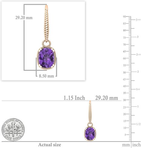 مجموعة الروك المبهرة 9x7mm وسادة مستطيلة الأحجار الكريمة الملتوية حافة الحافة متدلية أقراط ليفر الخلفية لها بالذهب الصلب in Saudi Arabia