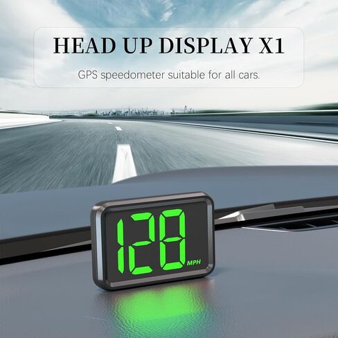 GPS Digital Speed Meter with MPH, Car Head Up Display for All Cars, USB Cable Plug & Play (X1-Green-New) in Kuwait