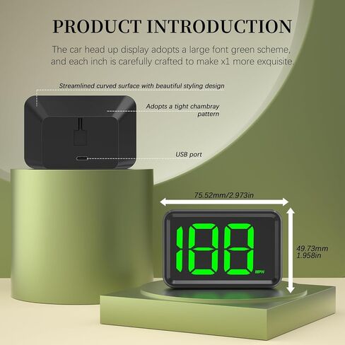 GPS Digital Speed Meter with MPH, Car Head Up Display for All Cars, USB Cable Plug & Play (X1-Green-New) in Kuwait
