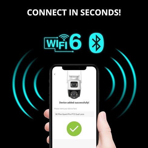 AI Powered Guard Pro 3K Plus Dual Lens PTZ WiFi 6، كاميرا أمان للتوصيل والتشغيل، اكتشاف الإنسان/المركبة، تتبع الذكاء الاصطناعي التلقائي، بلوتوث، رؤية ليلية ملونة، تتضمن بطاقة SD سعة 32 جيجابايت وضمان لمدة عامين in Kuwait
