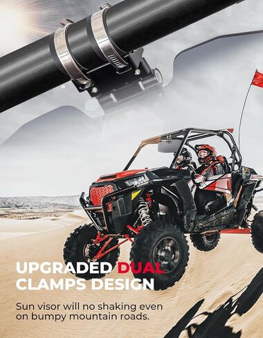 KEMIMOTO Oversized UTV Sun Visor Side X Side Clearview Compatible with Polaris RZR 1000 XP Ranger General Can am Defender Maverick X3 Pioneer 1000 CFMOTO Fit 1.5-2 in Roll Bars with Windshield in Saudi Arabia
