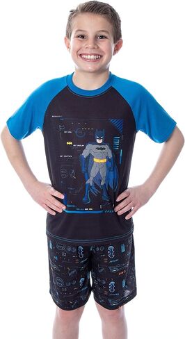 DC Comics Boys' Batman Spec Readout Short Sleeve Shirt and Shorts 2 Piece Superhero Sleepwear Pajama Set (6/7) in Saudi Arabia