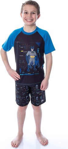DC Comics Boys' Batman Spec Readout Short Sleeve Shirt and Shorts 2 Piece Superhero Sleepwear Pajama Set (6/7) in Saudi Arabia