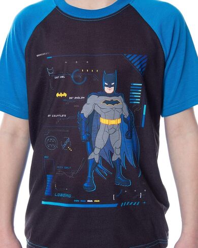 DC Comics Boys' Batman Spec Readout Short Sleeve Shirt and Shorts 2 Piece Superhero Sleepwear Pajama Set (6/7) in Saudi Arabia
