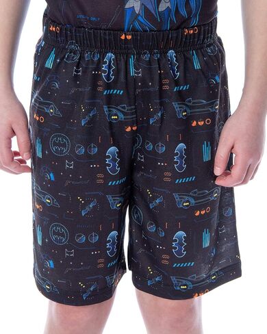 DC Comics Boys' Batman Spec Readout Short Sleeve Shirt and Shorts 2 Piece Superhero Sleepwear Pajama Set (6/7) in Saudi Arabia