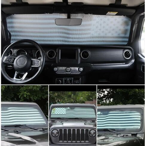 Windshield Sunshade Car Sun Shown Heat Shield JLU for Jeep for Gladiator 2020 for Wrangler 2018-2019 اليسار اليسرى الفضية RT-TCZ21191506 in Kuwait