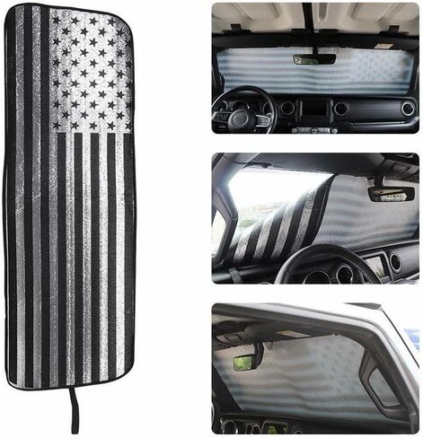 Windshield Sunshade Car Sun Shown Heat Shield JLU for Jeep for Gladiator 2020 for Wrangler 2018-2019 اليسار اليسرى الفضية RT-TCZ21191506 in Kuwait