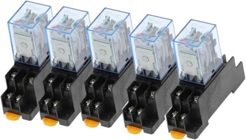 5 عبوات AC/DC 12V-380V 5A DPDT RELAY مع المقبس ، 8 دبابيس ، ضوء مؤشر أحمر ، نموذج MY2NJ ، CE معتمد (AC-36V) in Kuwait