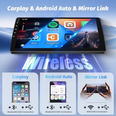 ترقية راديو Roinvou 8 النوى 6+128G Android لسيارة Hyundai Sonata 2010-2014، شاشة لمس عالية الدقة 9 بوصة مع CarPlay لاسلكي Android Auto GPS Navigation WiFi Backup Camera Mirror Link Bluetooth Mic FM RDS in Kuwait