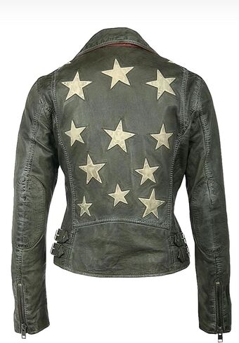 MAURITIUS Christy Star Detail Leather Jacket in Kuwait
