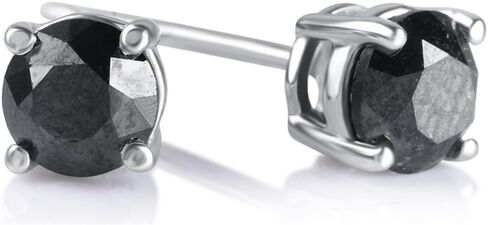 3.00 CTTW مستديرة أقراط مسمار الماس الأسود في الفضة الاسترليني in Kuwait